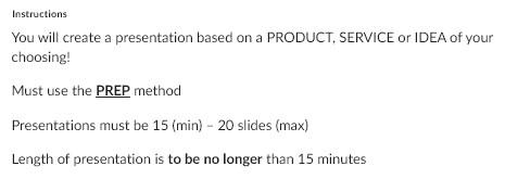 Instructions You will create a presentation based