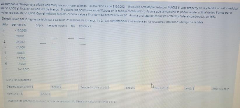 macrs -the data are shown in the pic La compania