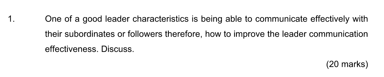 1. One of a good leader characteristics is being