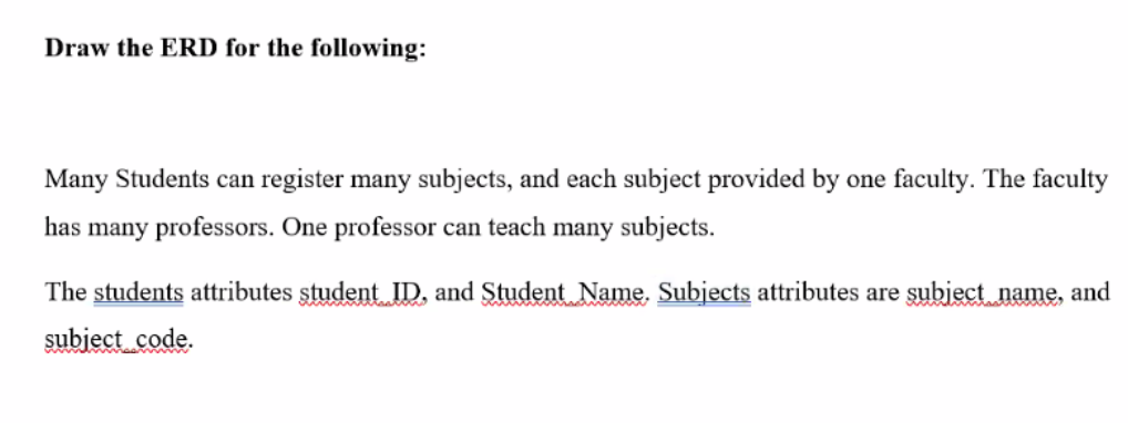 Draw the ERD for the following: Many Students can