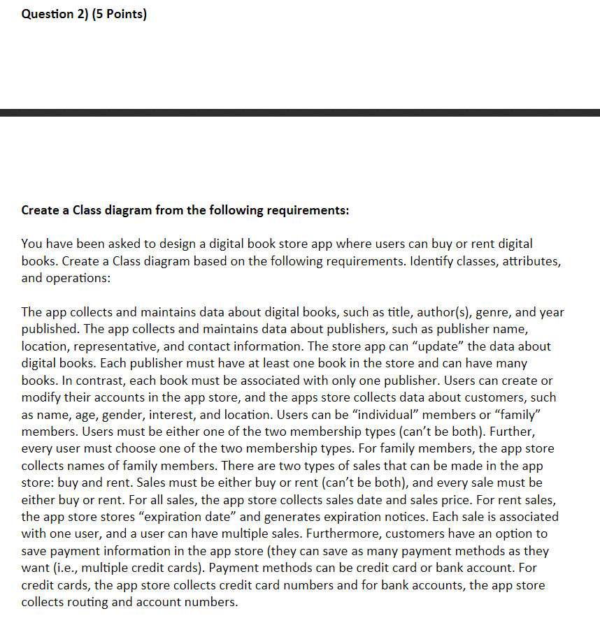 Must use MS Visio Question 1) (10 Points) Create