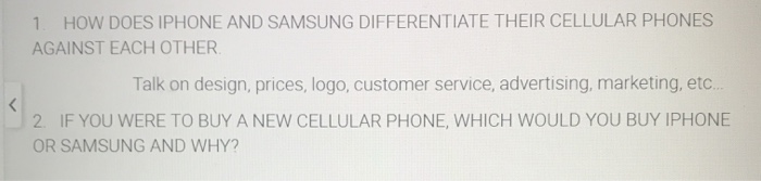 1. HOW DOES IPHONE AND SAMSUNG DIFFERENTIATE