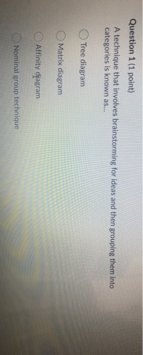 Question 1 (1 point) A technique that involves