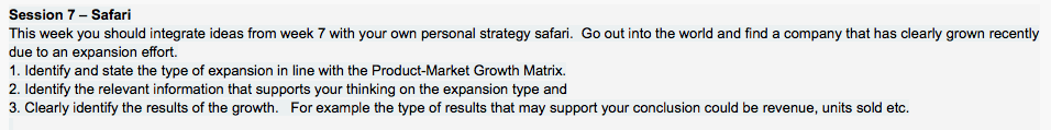Session 7 - Safari This week you should integrate