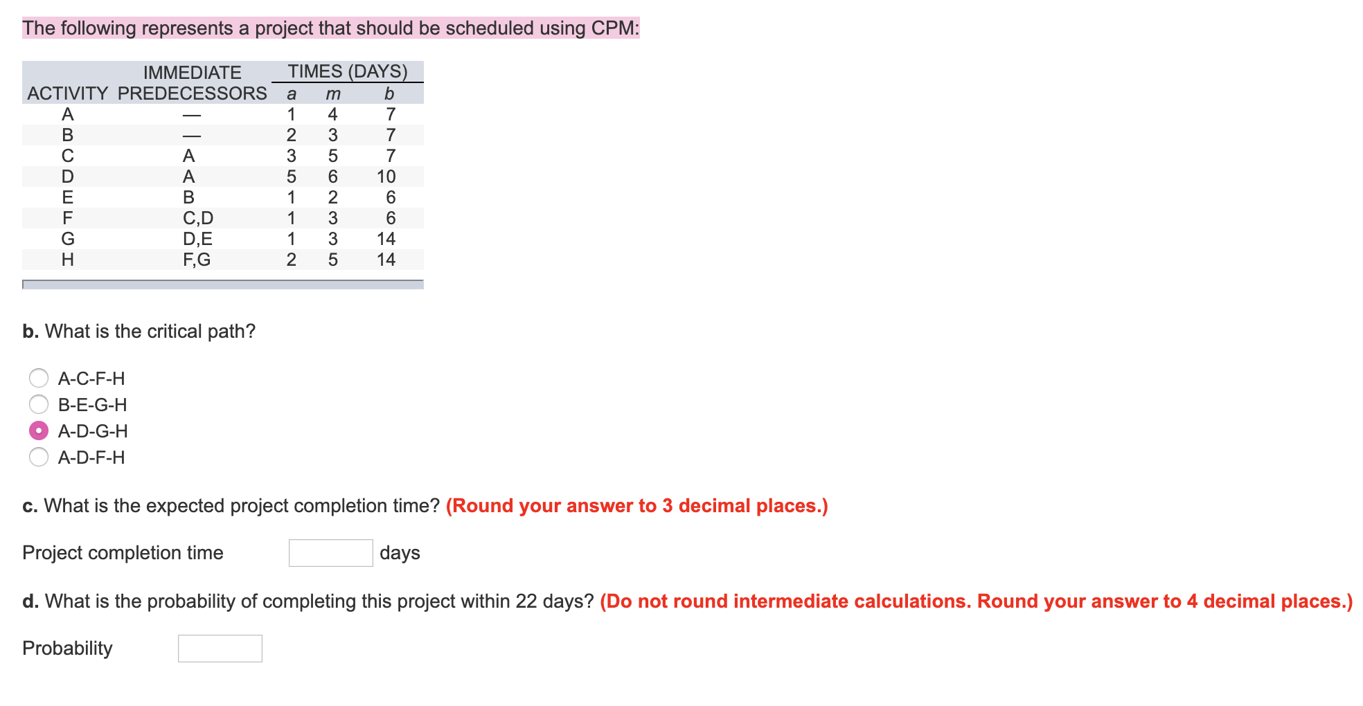 The following represents a project that should be