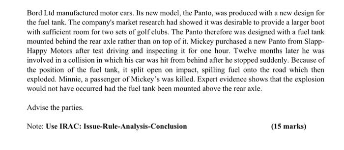 Please Use ( IRAC ) Method Bord Ltd manufactured