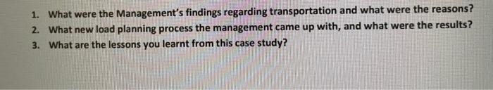 SCM426 Case Study 2 - Lower Transportation Costs