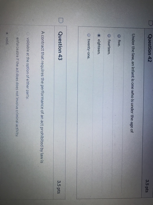 business law questions pleas help Question 42 3.5