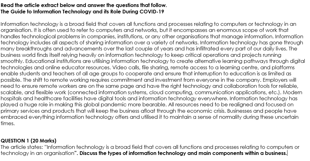 Read the article extract below and answer the