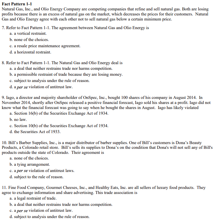 Fact Pattern 1-1 Natural Gas, Inc., and Olio