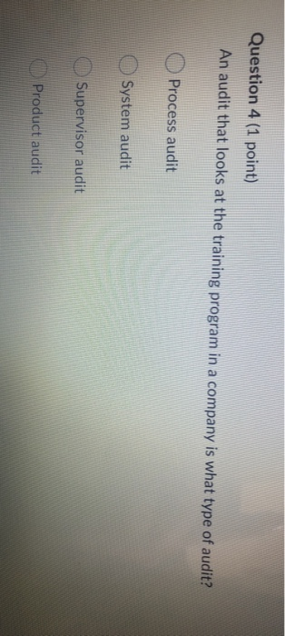 Question 2 (1 point) A Quality System document