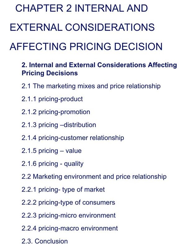 CHAPTER 2 INTERNAL AND EXTERNAL CONSIDERATIONS