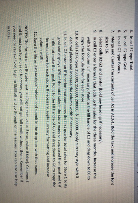 Excel Data Analysis Problem 1. Create a