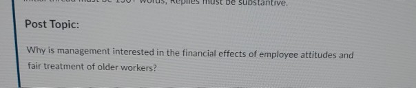 must be substantive. Post Topic: Why is