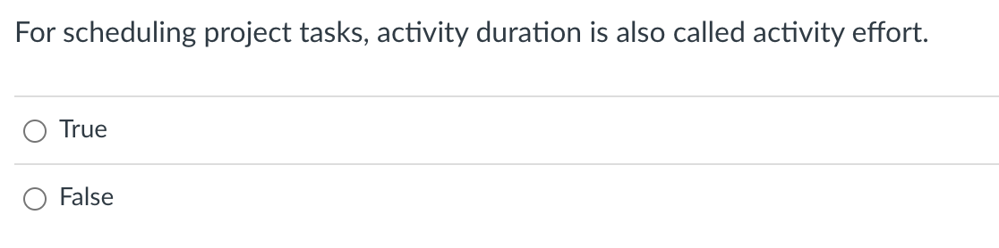 For scheduling project tasks, activity duration