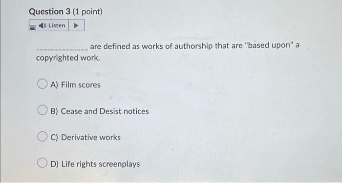Question 1 (1 point) Listen Producers should not