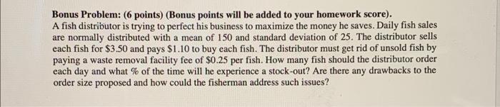 Bonus Problem Bonus Problem: 6 points) (Bonus