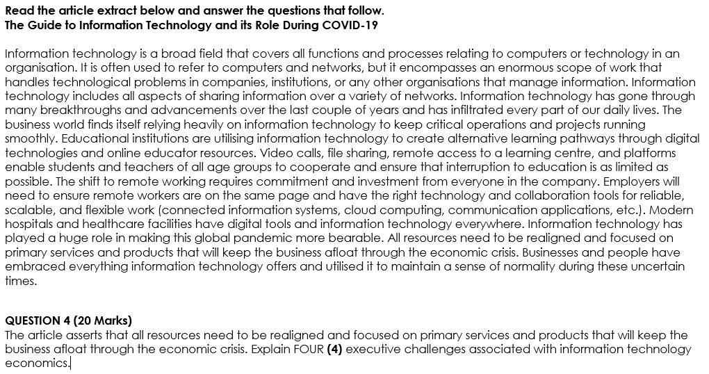 Read the article extract below and answer the