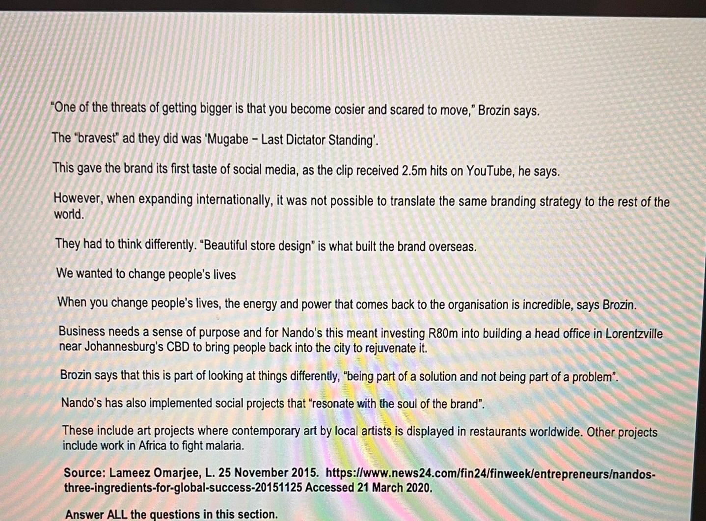 hi please assist Read the article below and