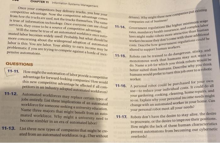 Please answer 11-14 CASE STUDY 11 Automating