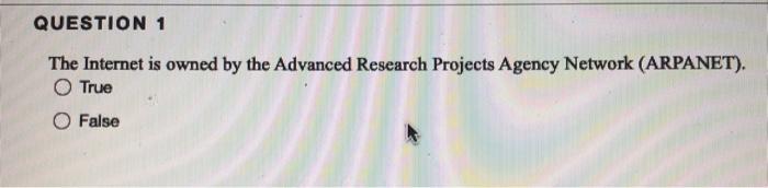 QUESTION 1 The Internet is owned by the Advanced