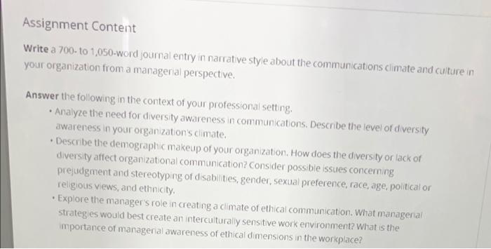 Assignment Content Write a 700-to 1,050-word