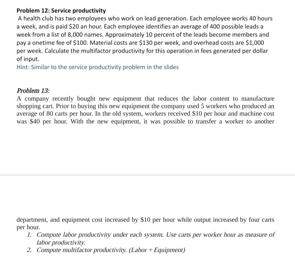 please I want solutions for number 12,13 Problem
