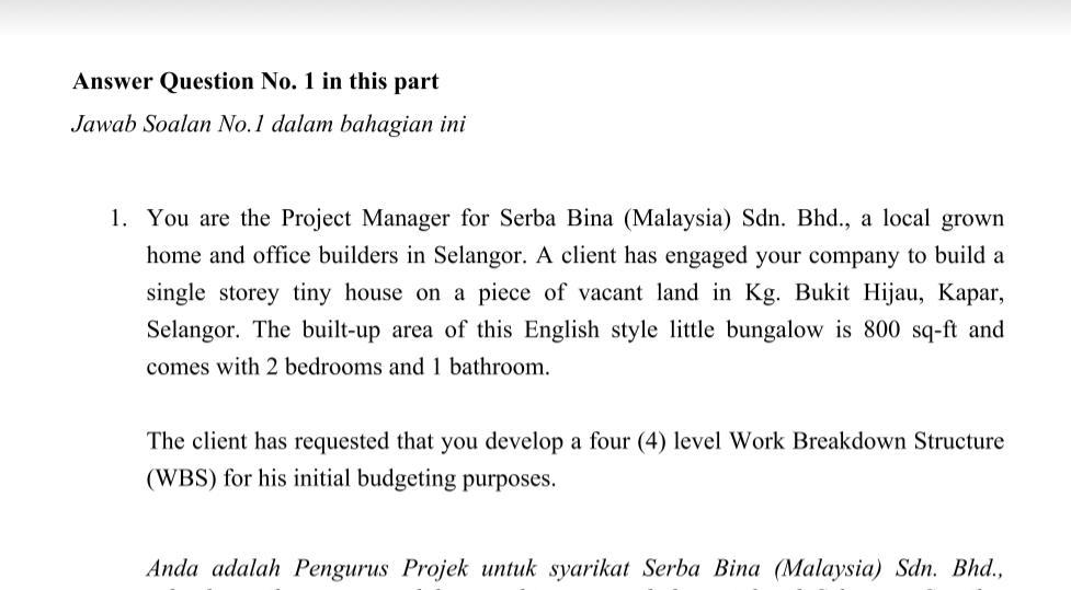 Answer Question No. 1 in this part Jawab Soalan