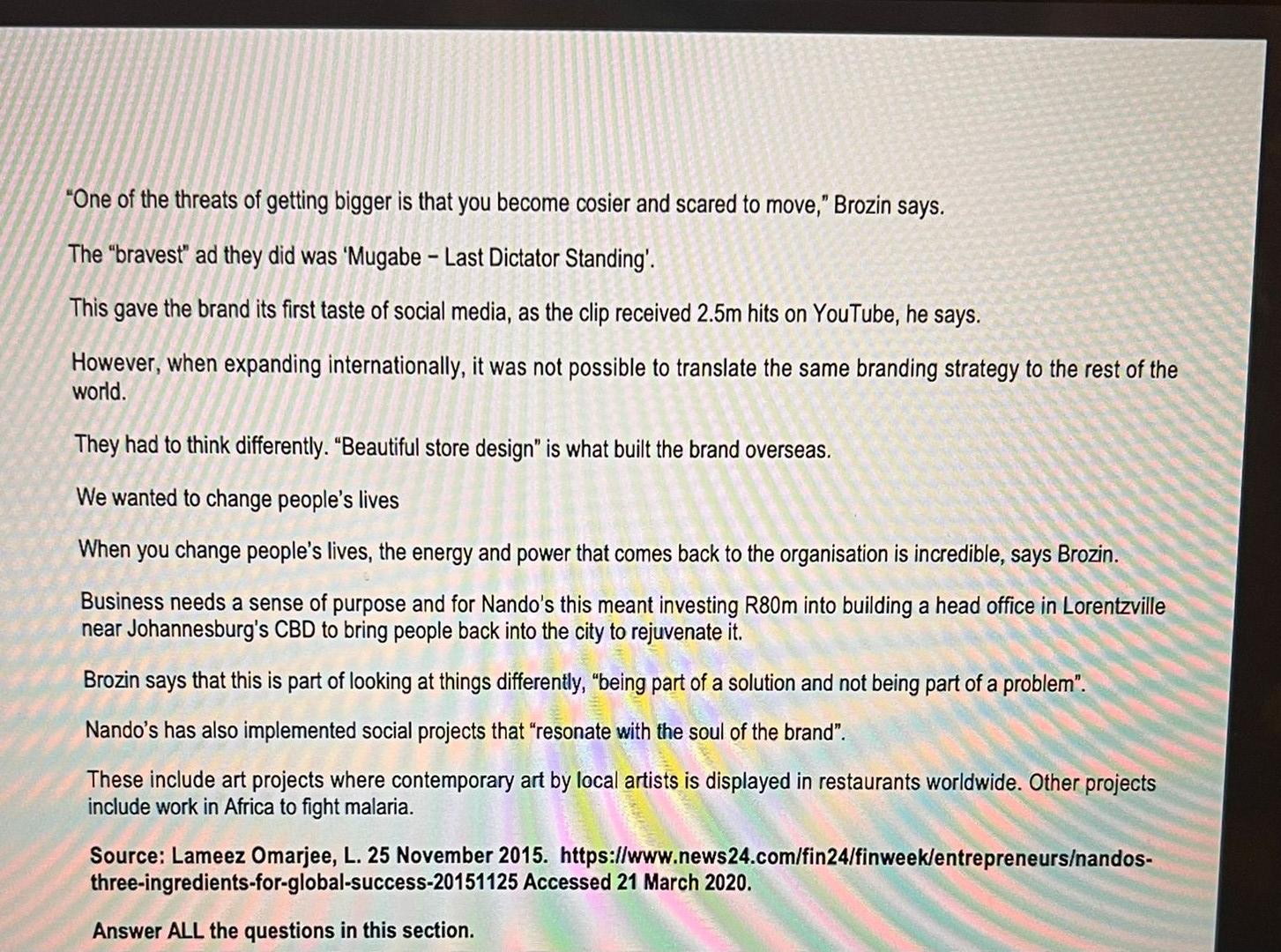 hi please assist Read the article below and