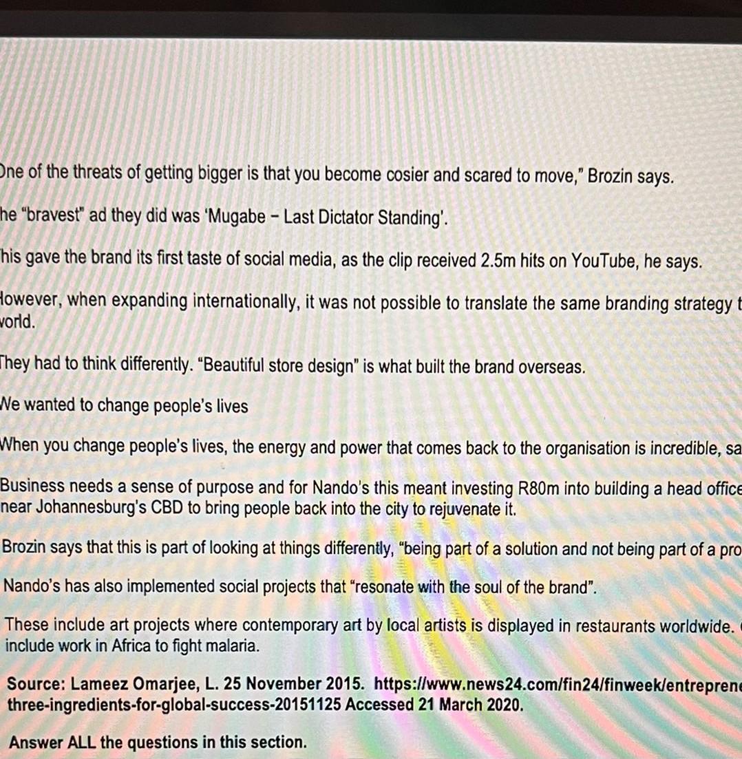 hi please assist SECTION A Read the article below