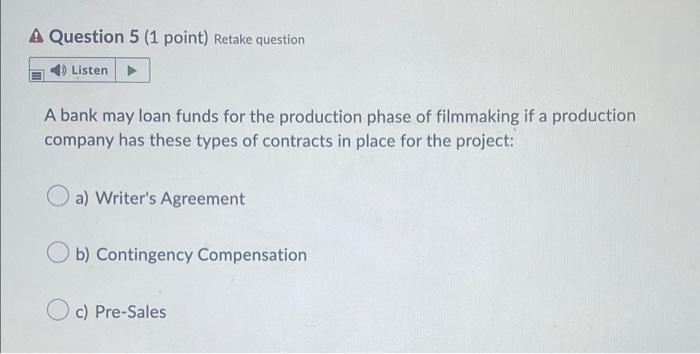 3 A 6 B A Question 2 (1 point) Retake question
