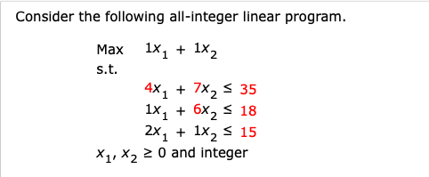 Consider the following all-integer linear