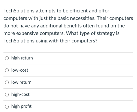 TechSolutions attempts to be efficient and offer