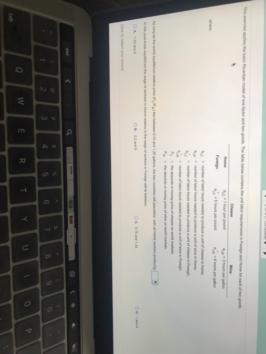 This exercise applies the basic Ricardian model