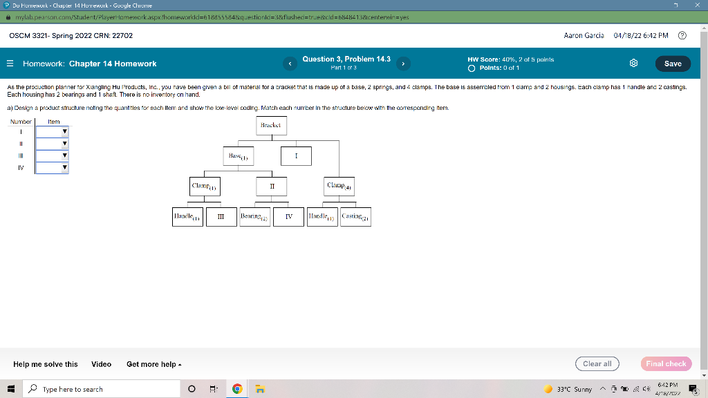 a) Design a product structure nothing the