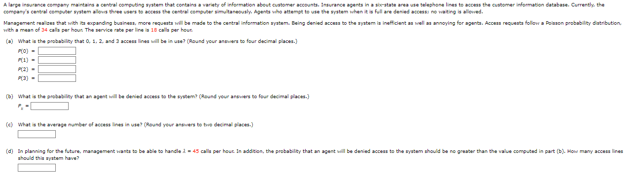 with a mean of 34 calls per hour. The service