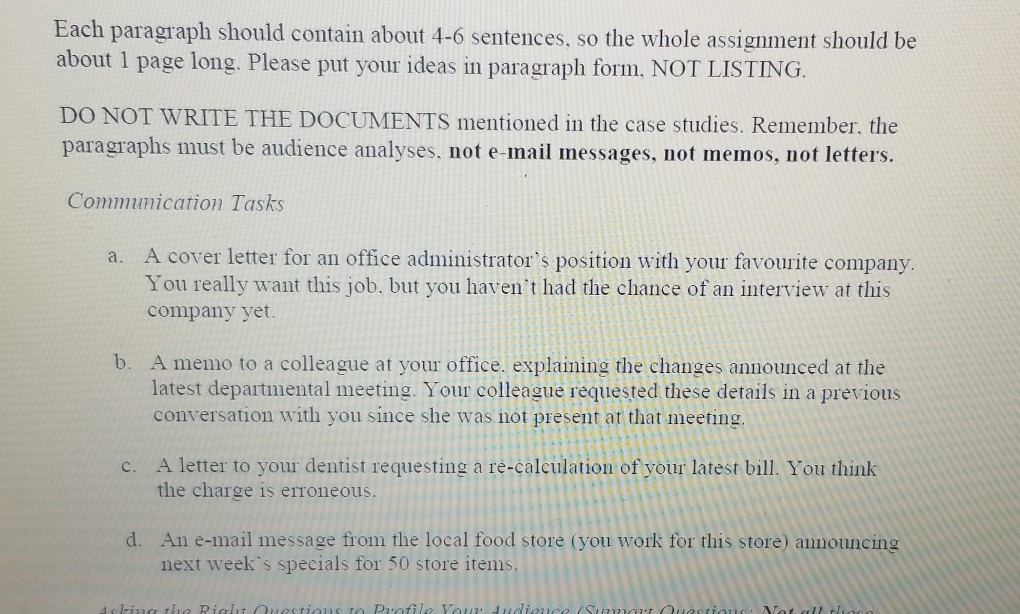 Each paragraph should contain about 4-6