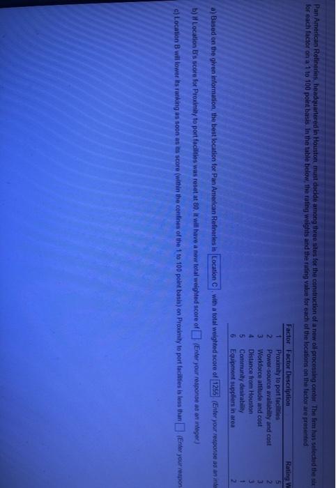 part a has options location a, b and c Pan