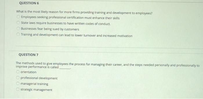 QUESTION 6 What is the most likely reason for