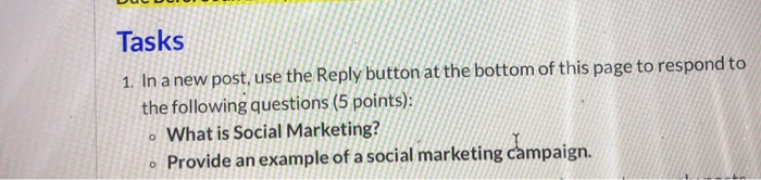 Tasks 1. In a new post, use the Reply button at