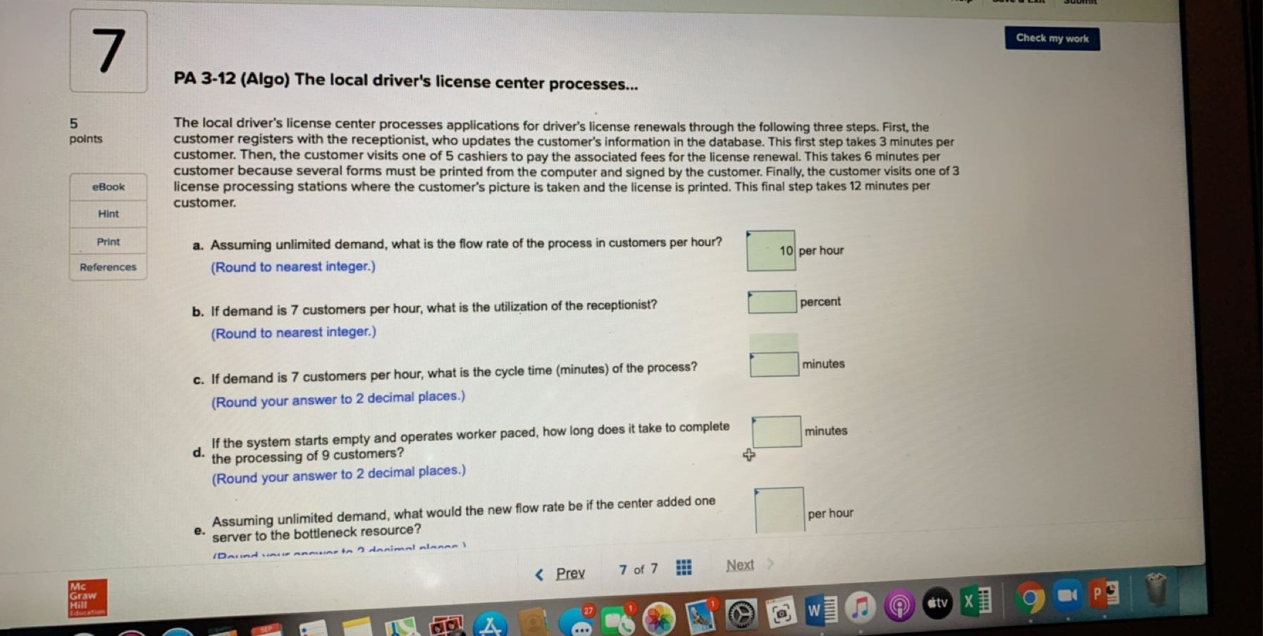 part e, please Check my work 7 PA 3-12 (Algo) The