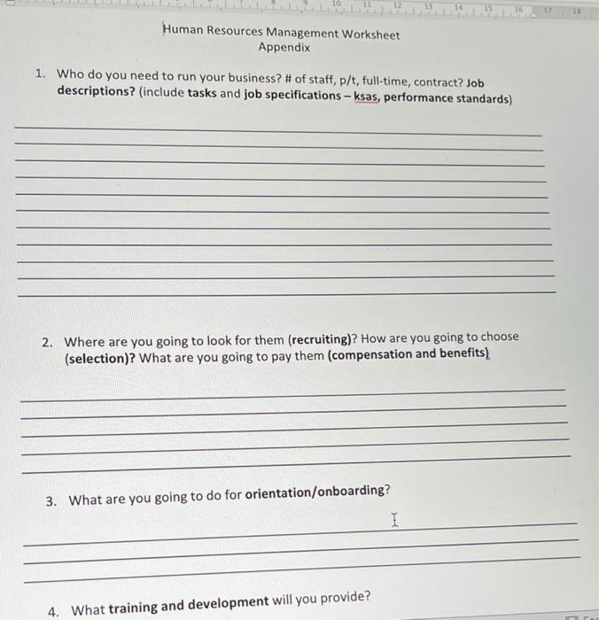 Human Resources Management Worksheet Appendix 1.