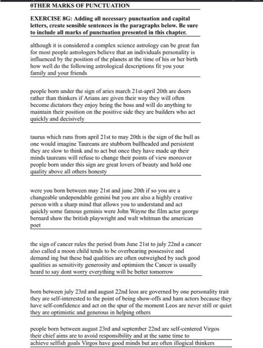 Answer the question OTHER MARKS OF PUNCTUATION