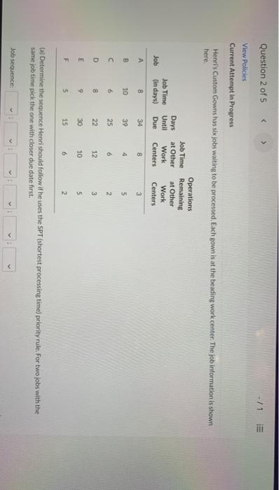 Question 2 of 5 -/1 E View Policies Current