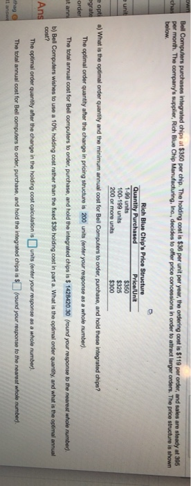 Bell Computers purchases integrated chips at $360