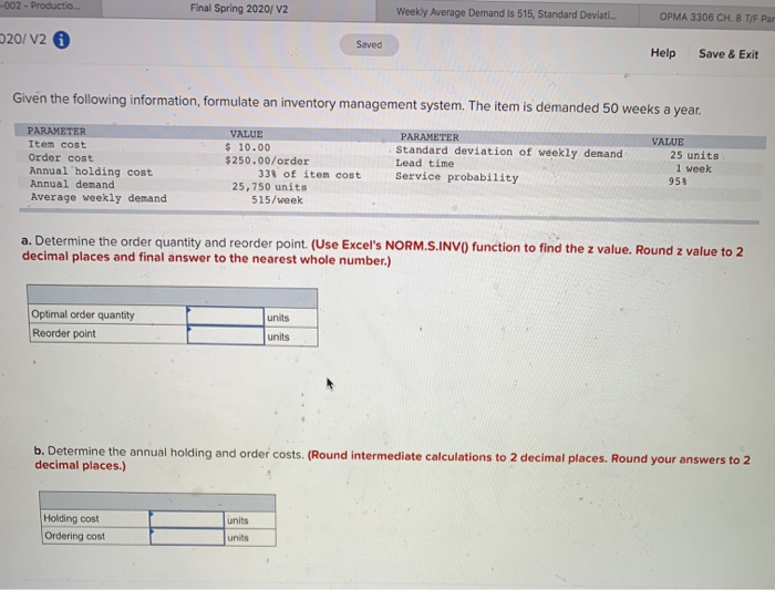 002 - Production Final Spring 2020/ V2 Weekly