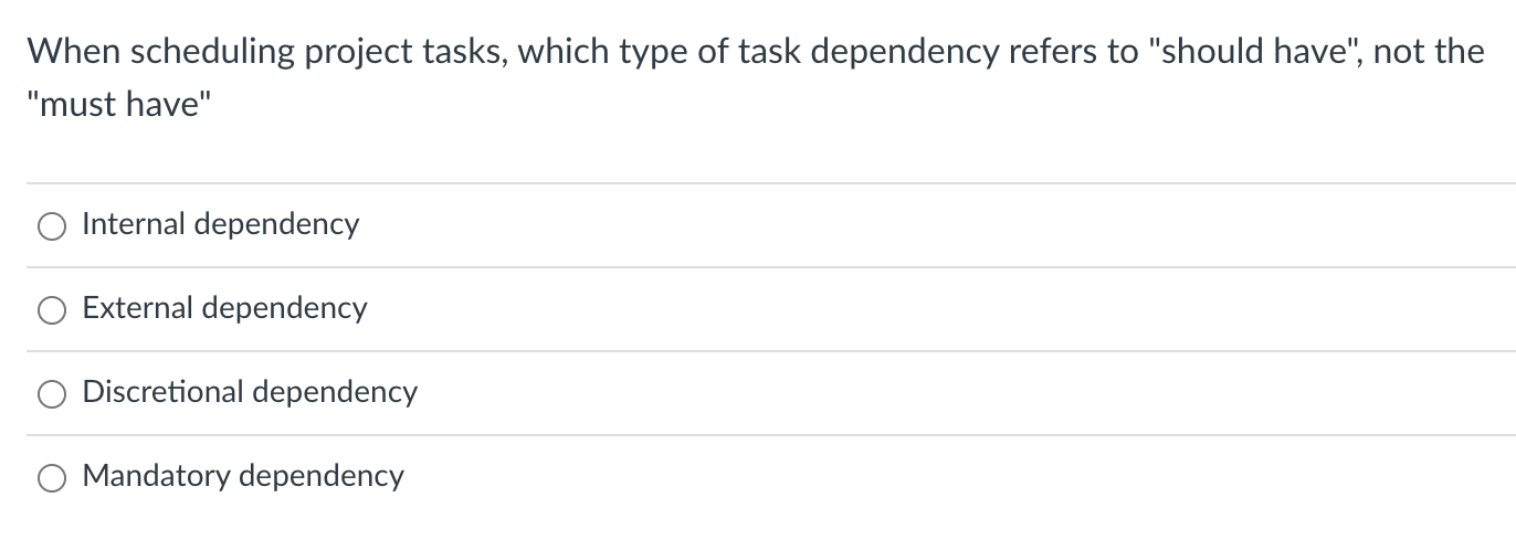 When scheduling project tasks, which type of task