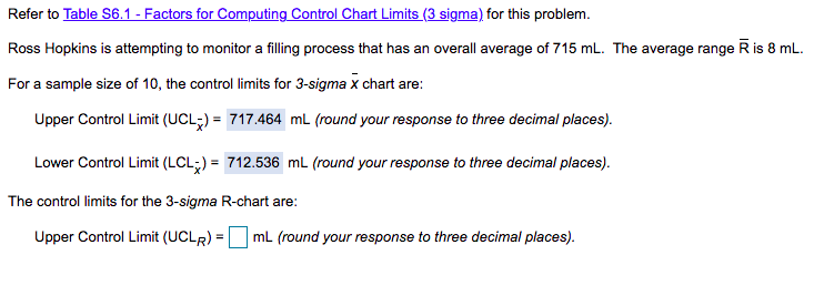 Refer to Table 56.1 - Factors for Computing