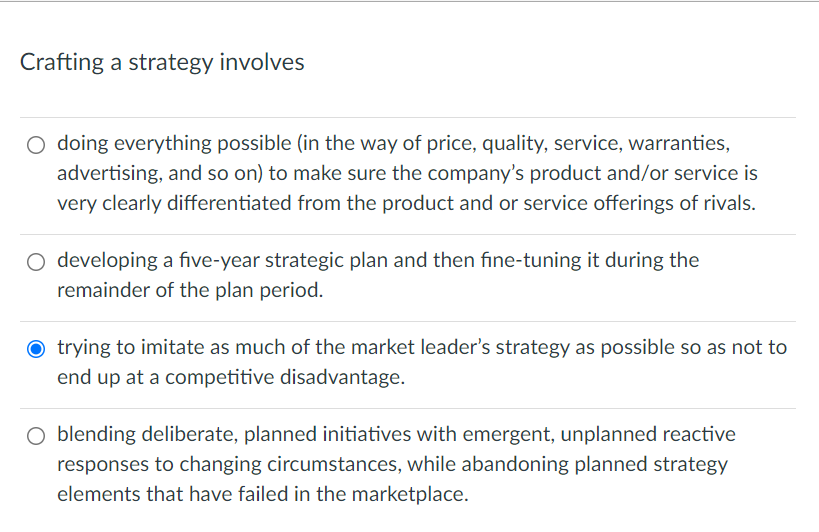 Crafting a strategy involves o doing everything