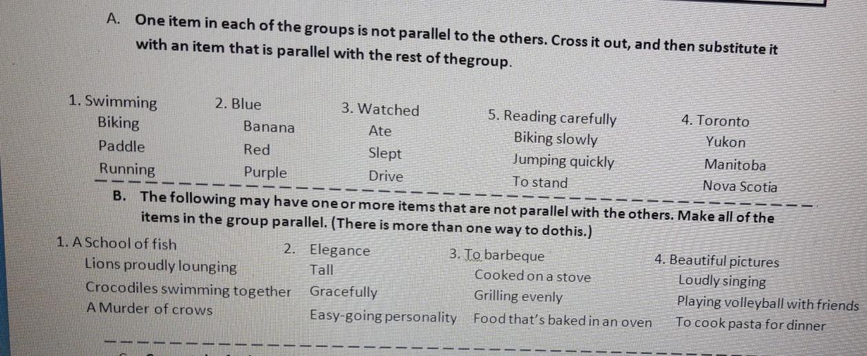 Need A and B both... A. One item in each of the